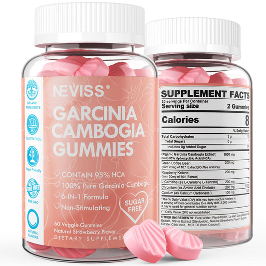 NEVISS Sugar Free Garcinia Cambogia Gummies bottle for convenient daily wellness.