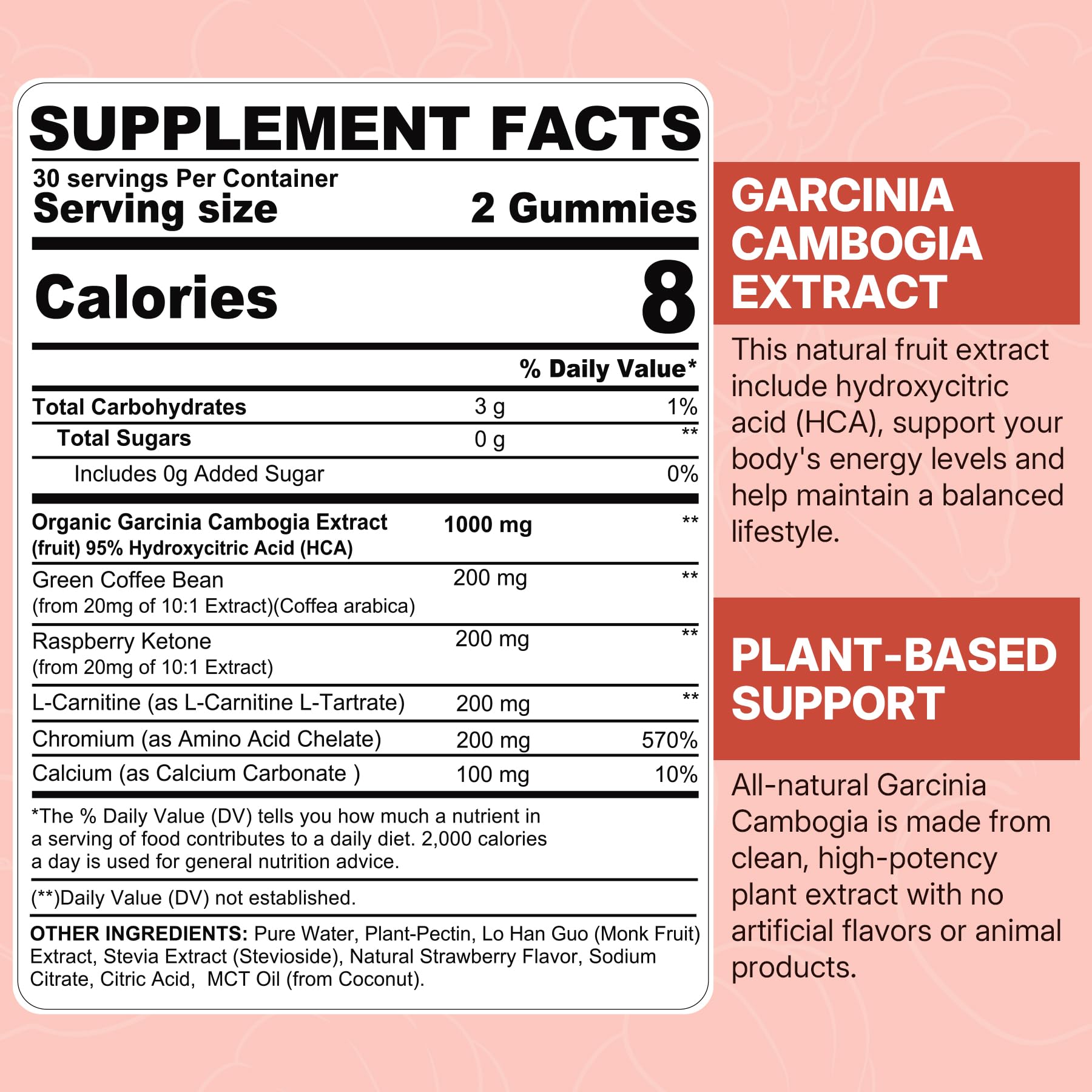 NEVISS Sugar Free Garcinia Cambogia Gummies strawberry closeup shows tasty vegan option.