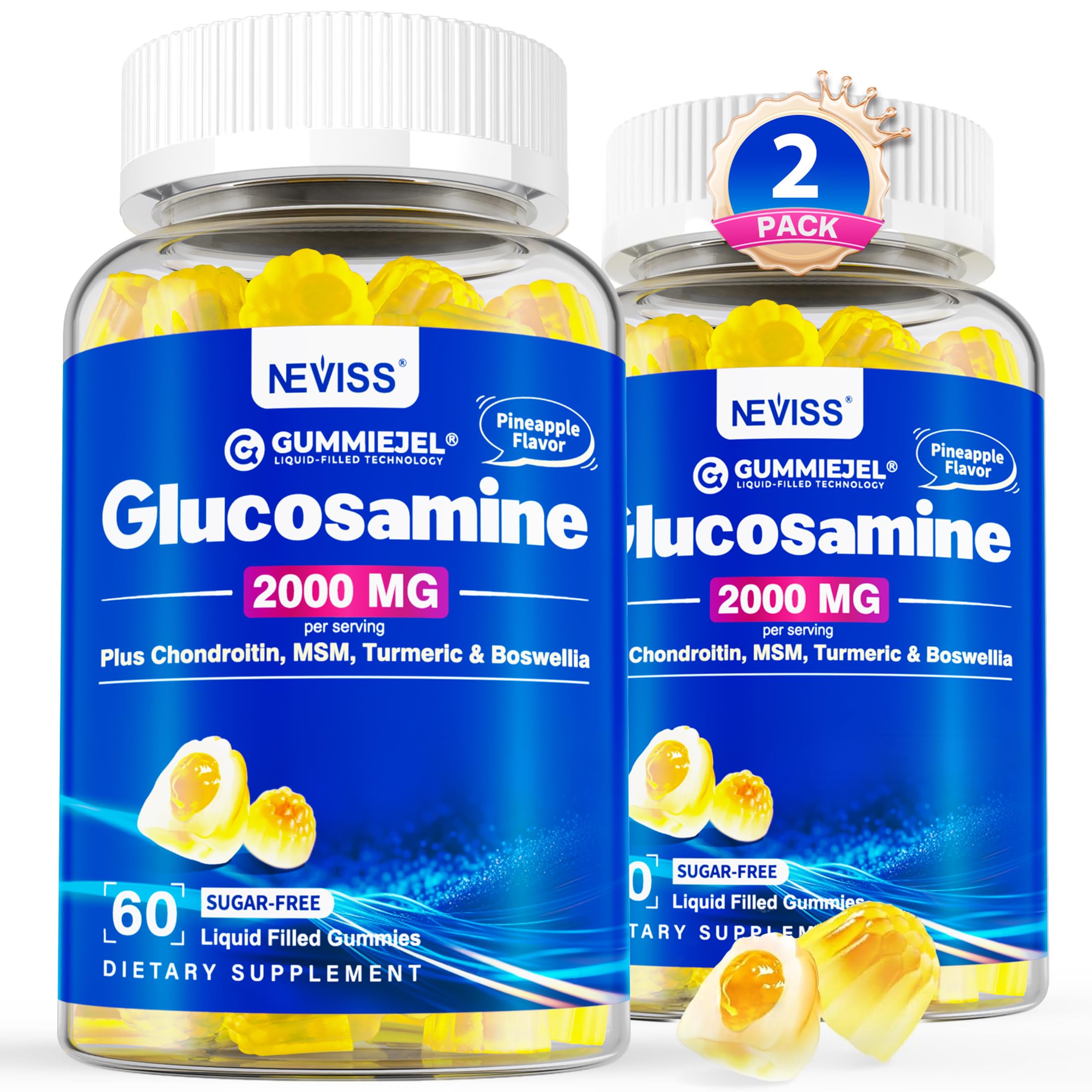 NEVISS Sugar-Free Glucosamine Gummies bottle front for easy daily joint support