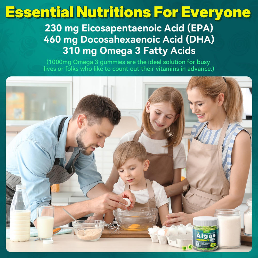 NEVISS sugar-free vegan omega-3 gummies label shown.