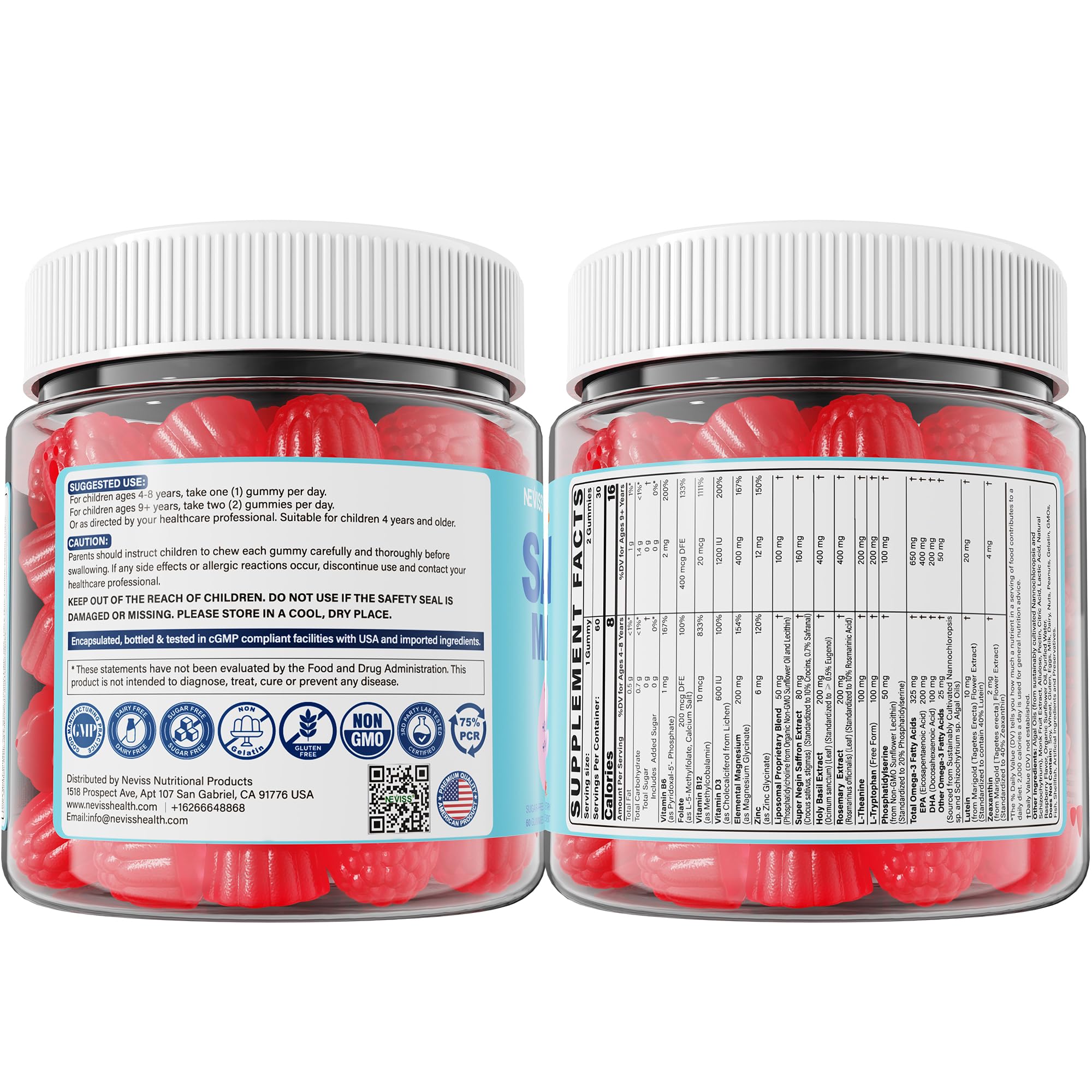 NEVISS two-pack label showcasing sugar-free formulation.