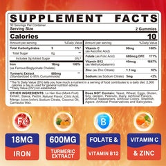 NEVISS vegan iron gummies bottle being poured on white background.