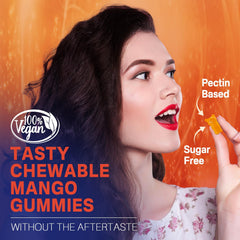 NEVISS vegan iron gummies close-up show plant-based gelatin-free formula.