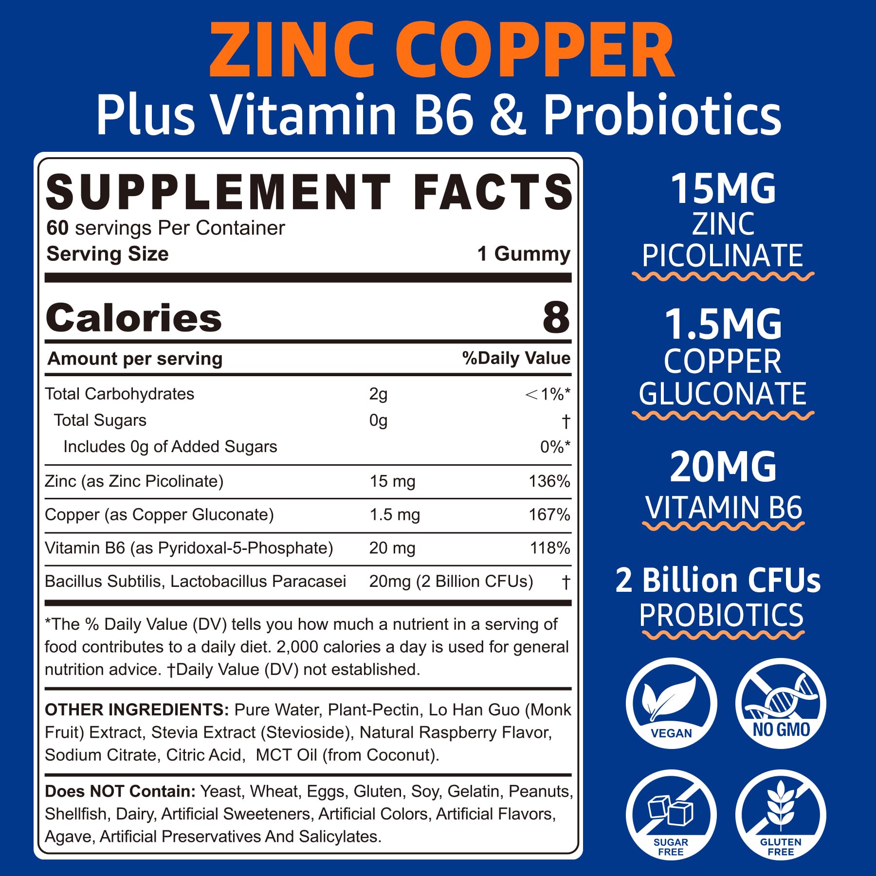 Closeup of NEVISS zinc copper balance gummies showing easy daily intake