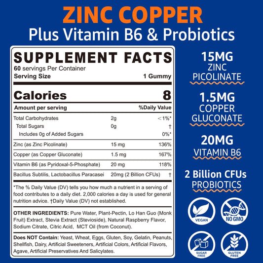 Closeup of NEVISS zinc copper balance gummies showing easy daily intake