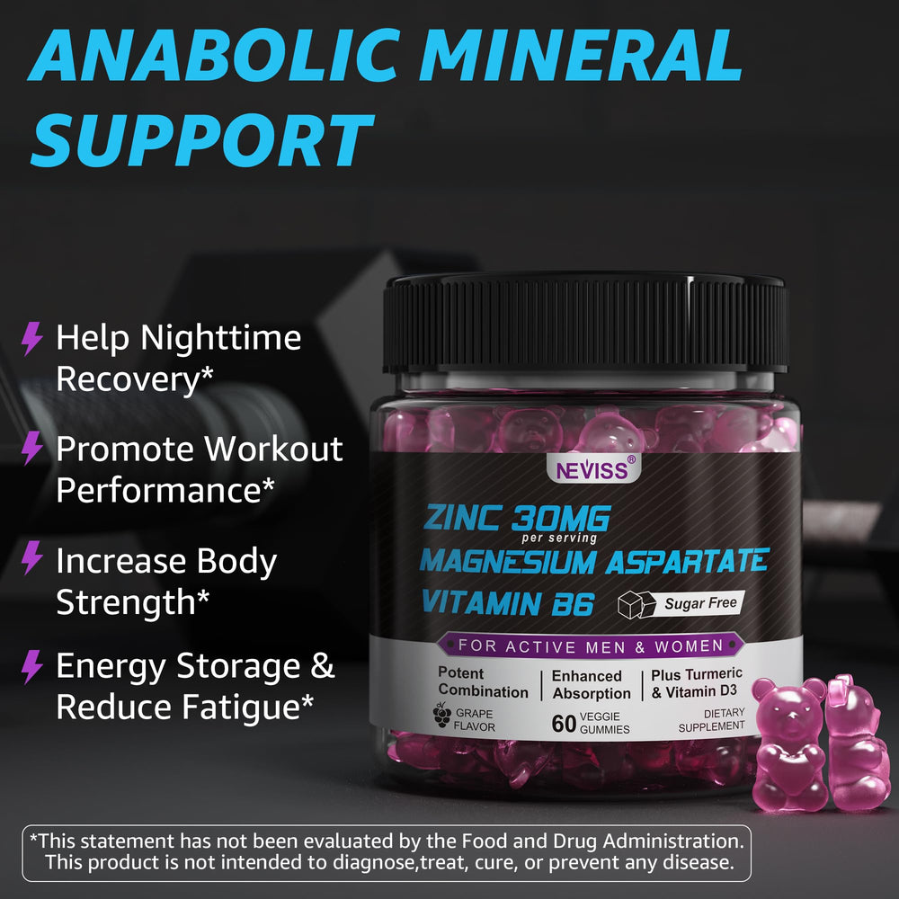 NEVISS gummies on a bedside table showcasing nighttime recovery use.