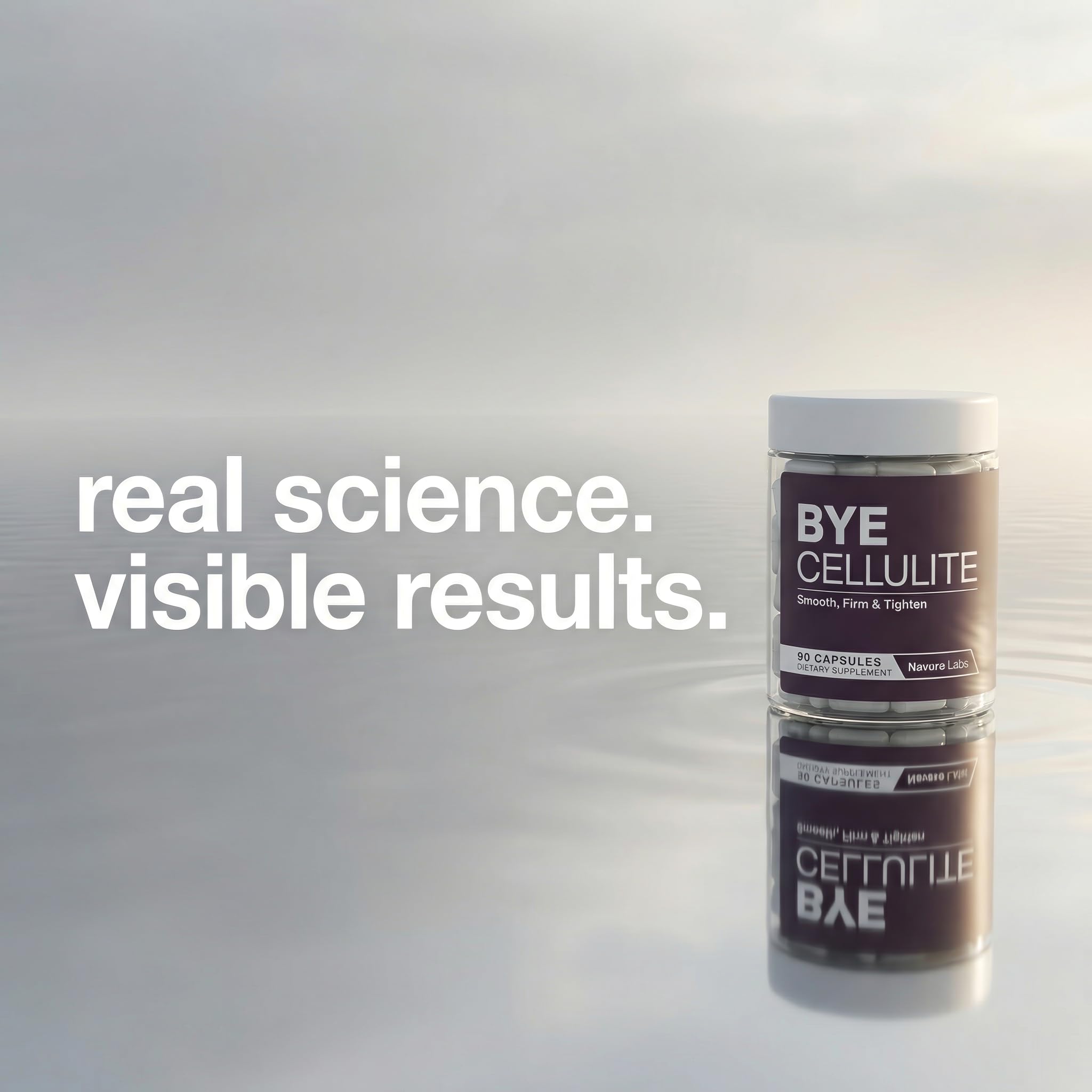 Nevora Labs Bye Cellulite packaging and capsule arrangement for daily use.