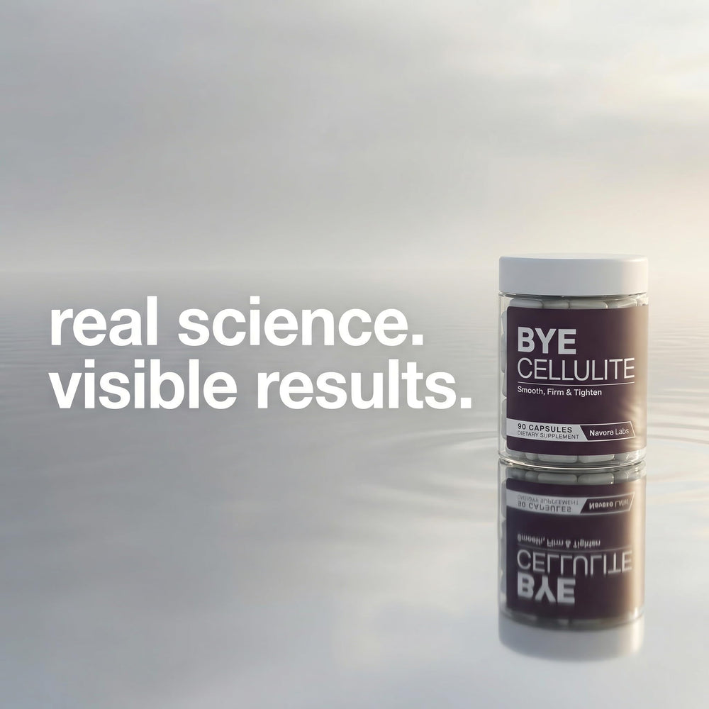 Nevora Labs Bye Cellulite packaging and capsule arrangement for daily use.