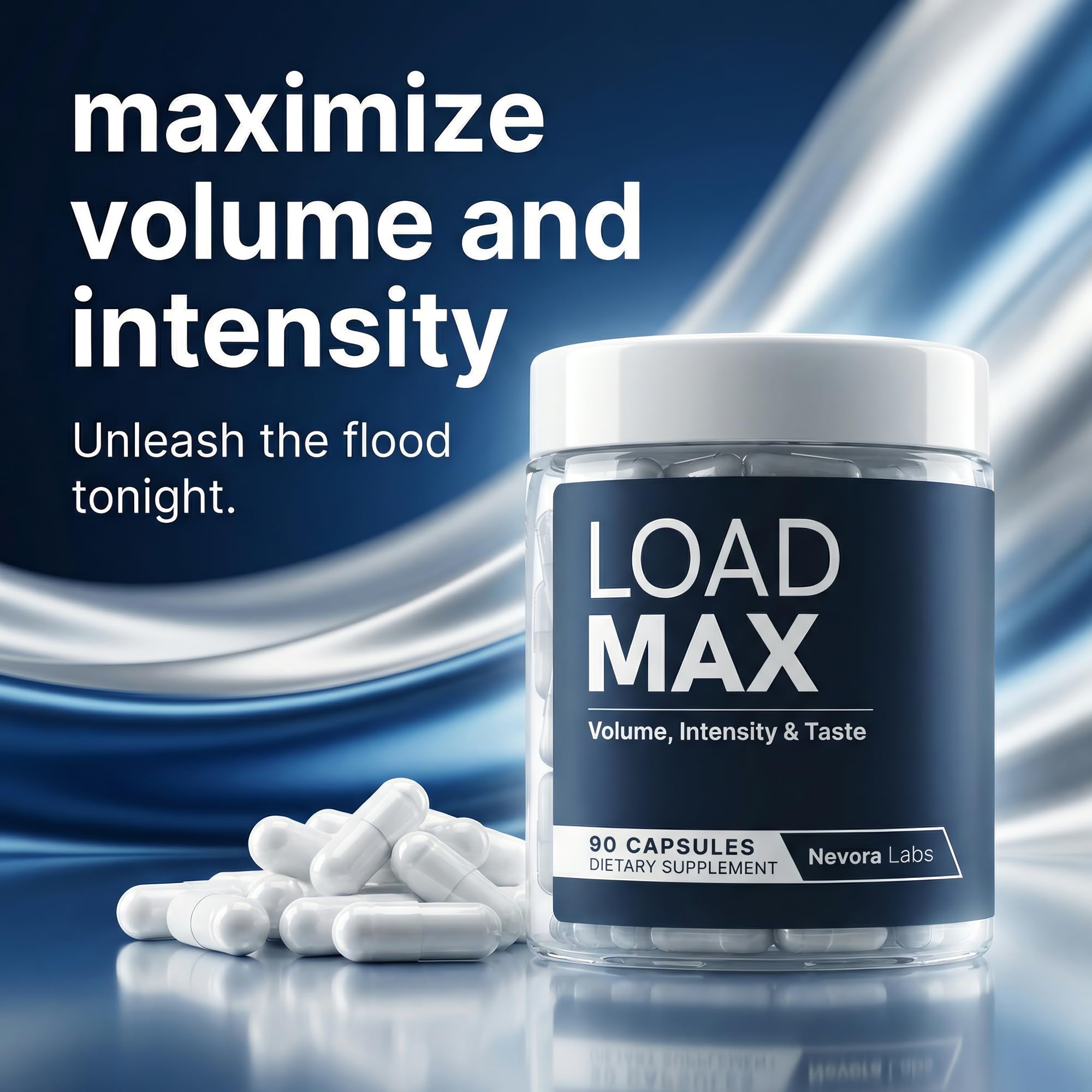 Nevora Labs Load Max bottle back view highlighting label quality and facility details.