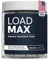 Nevora Labs Load Max bottle front view for convenient semen volume support.