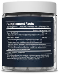 Nevora Labs Load Max label close-up with NSF cGMP quality claim.