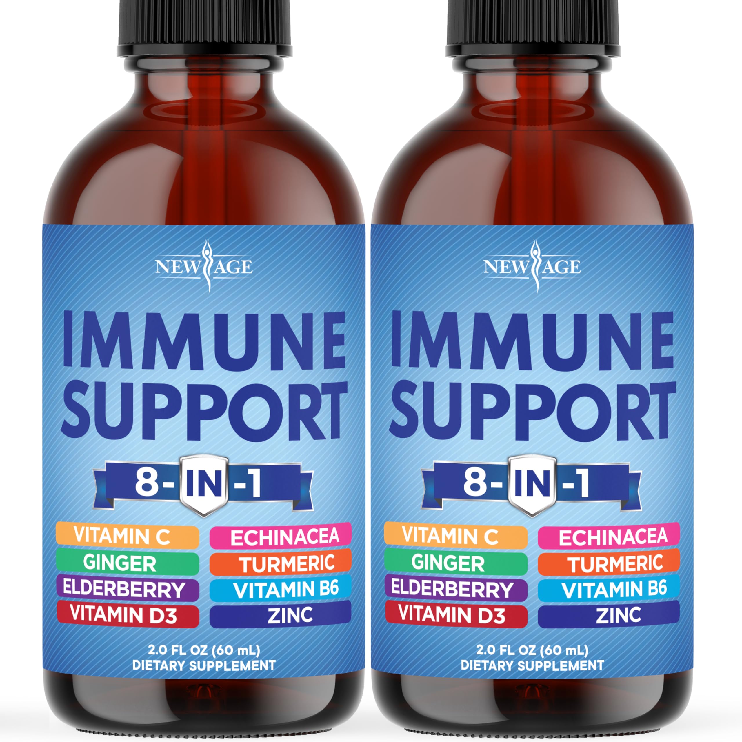 New Age 8-in-1 Immune Drops bottle for convenient daily immune support.