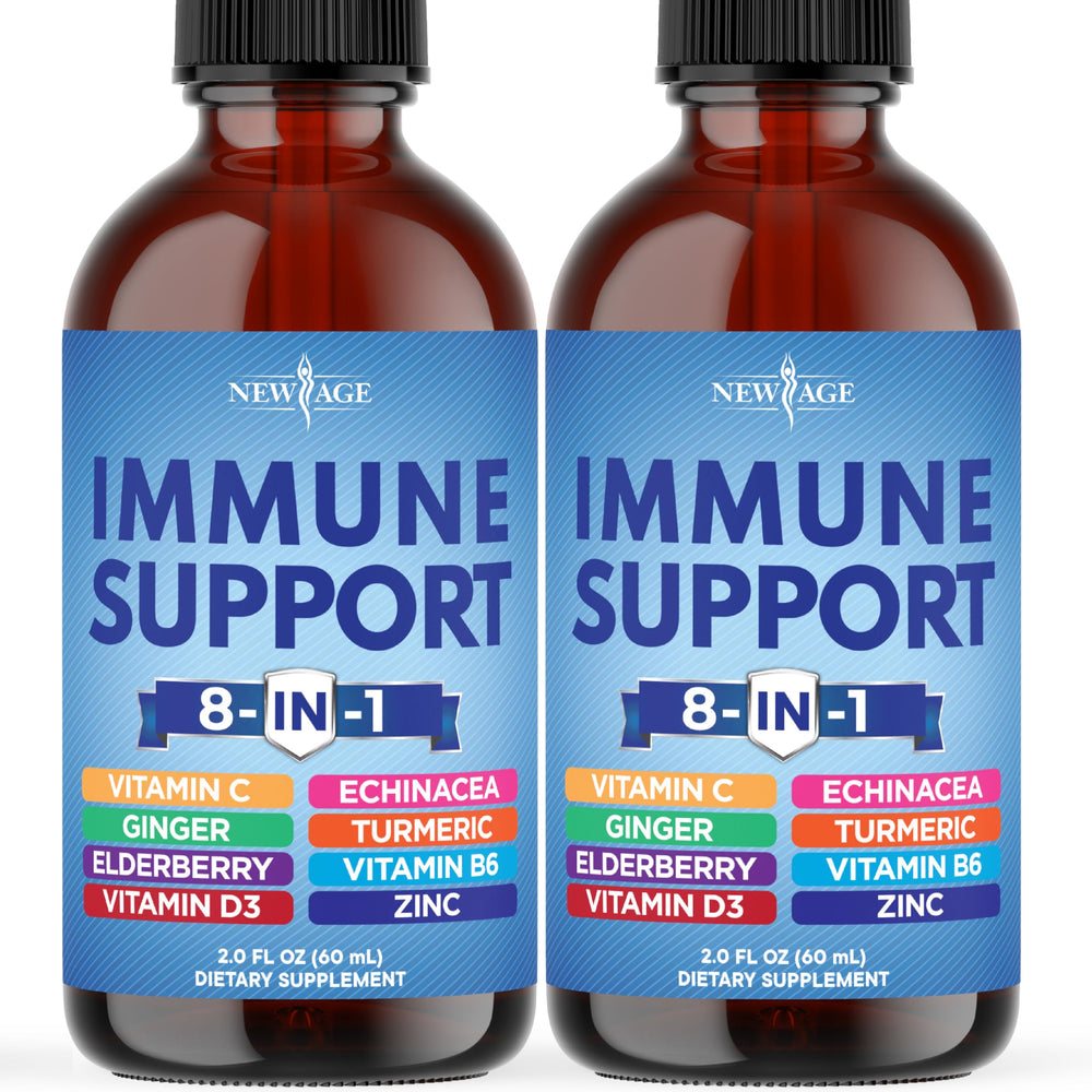 New Age 8-in-1 Immune Drops bottle for convenient daily immune support.