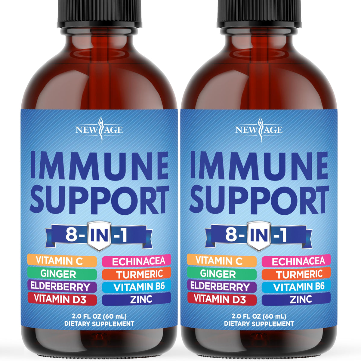 New Age 8-in-1 Immune Drops bottle for convenient daily immune support.