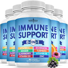 NEW AGE 8 in 1 Immune Booster bottle front for daily immune support.