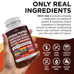 NEW AGE ACV Milk Thistle Beet Root Aloe Vera capsules in bottle for balance