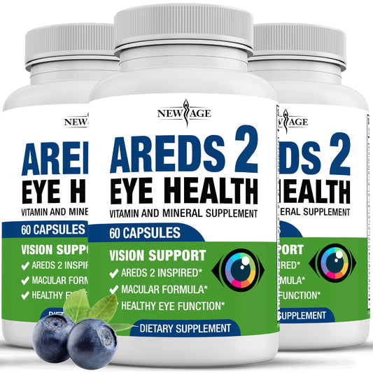 NEW AGE AREDS 2 eye vitamins bottle front for daily eye support