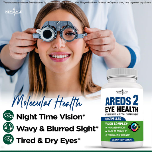 NEW AGE AREDS 2 label closeup highlighting lutein and zeaxanthin content