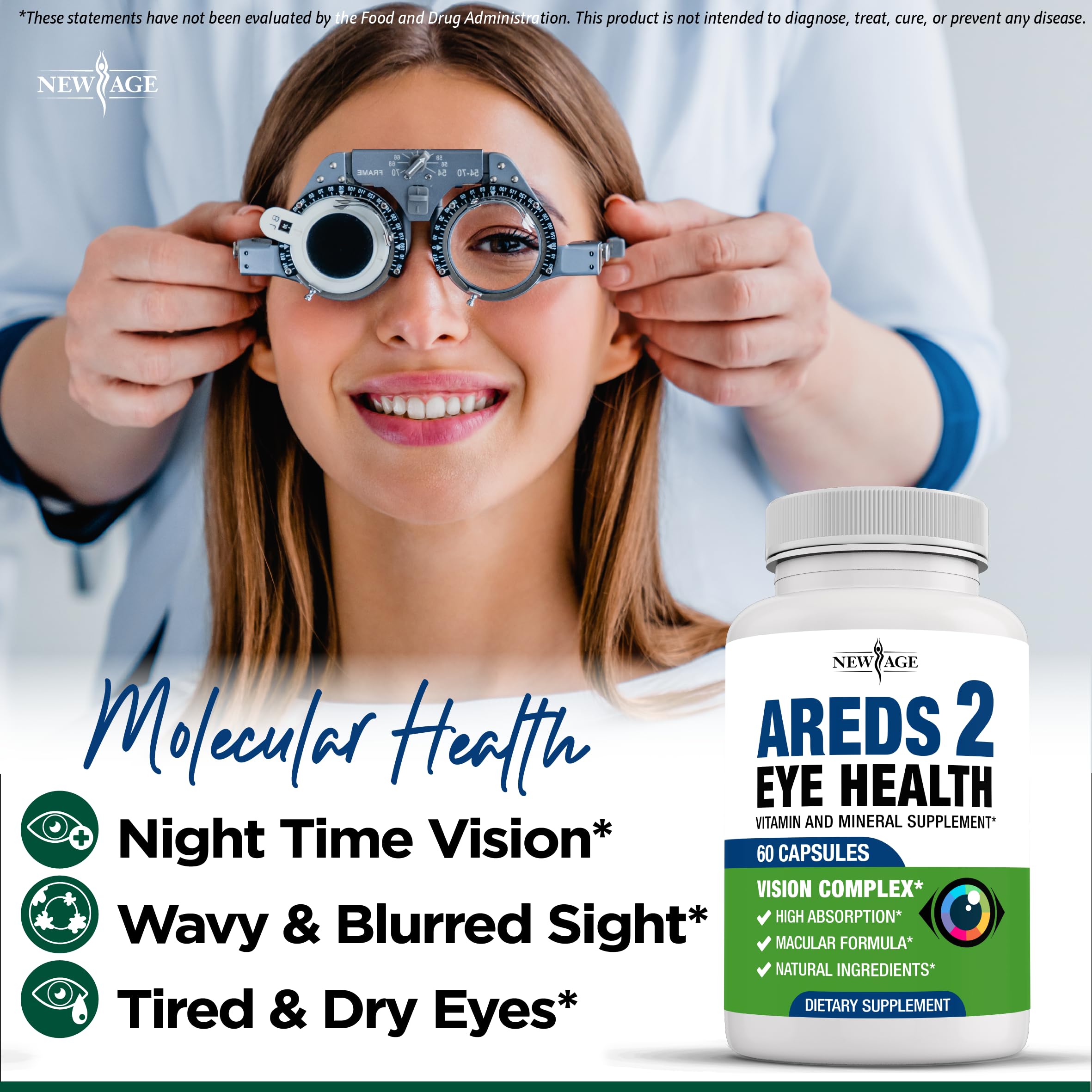 NEW AGE AREDS 2 grape seed capsules emphasizing antioxidant eye wellness