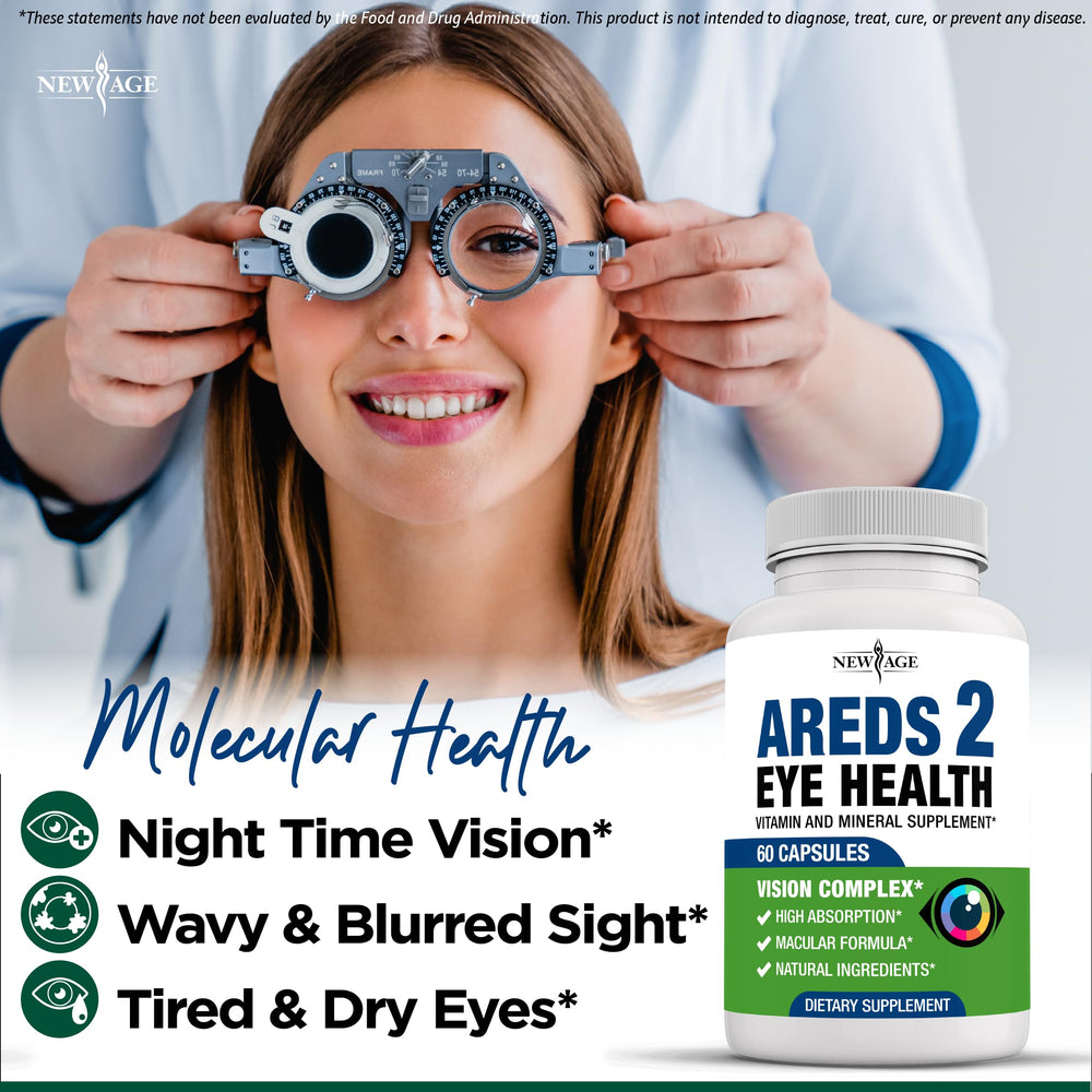 NEW AGE AREDS 2 grape seed capsules emphasizing antioxidant eye wellness