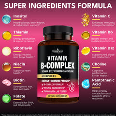 NEW AGE Vitamin B Complex capsules - close-up, convenient daily energy support.