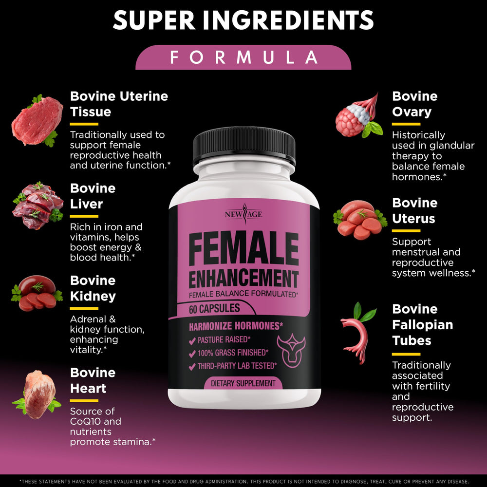 NEW AGE organ capsule bottle featuring heart and kidney capsules for balanced wellness.
