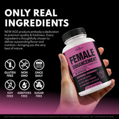 NEW AGE wellness display with organ capsules suggesting daily use and energy support.