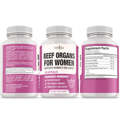 NEW AGE Beef Organ Women bottle top highlights easy daily intake