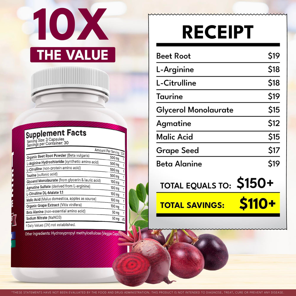 NEW AGE Beet Root Capsules bottle with glass of water for convenient daily intake.
