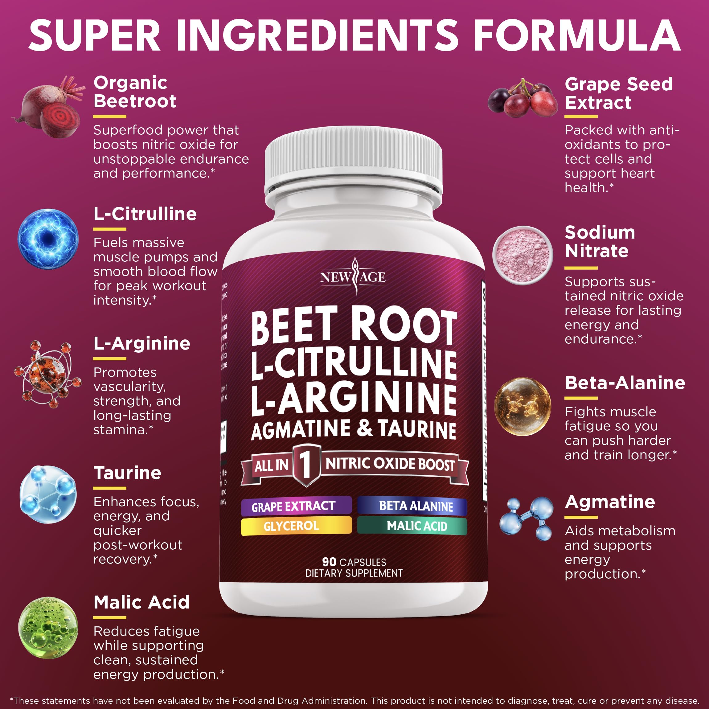NEW AGE Beet Root Capsules being poured for easy daily supplementation.