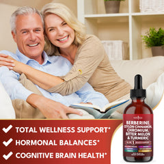 NEW AGE Berberine Cinnamon Drops beside a glass, illustrating easy beverage addition
