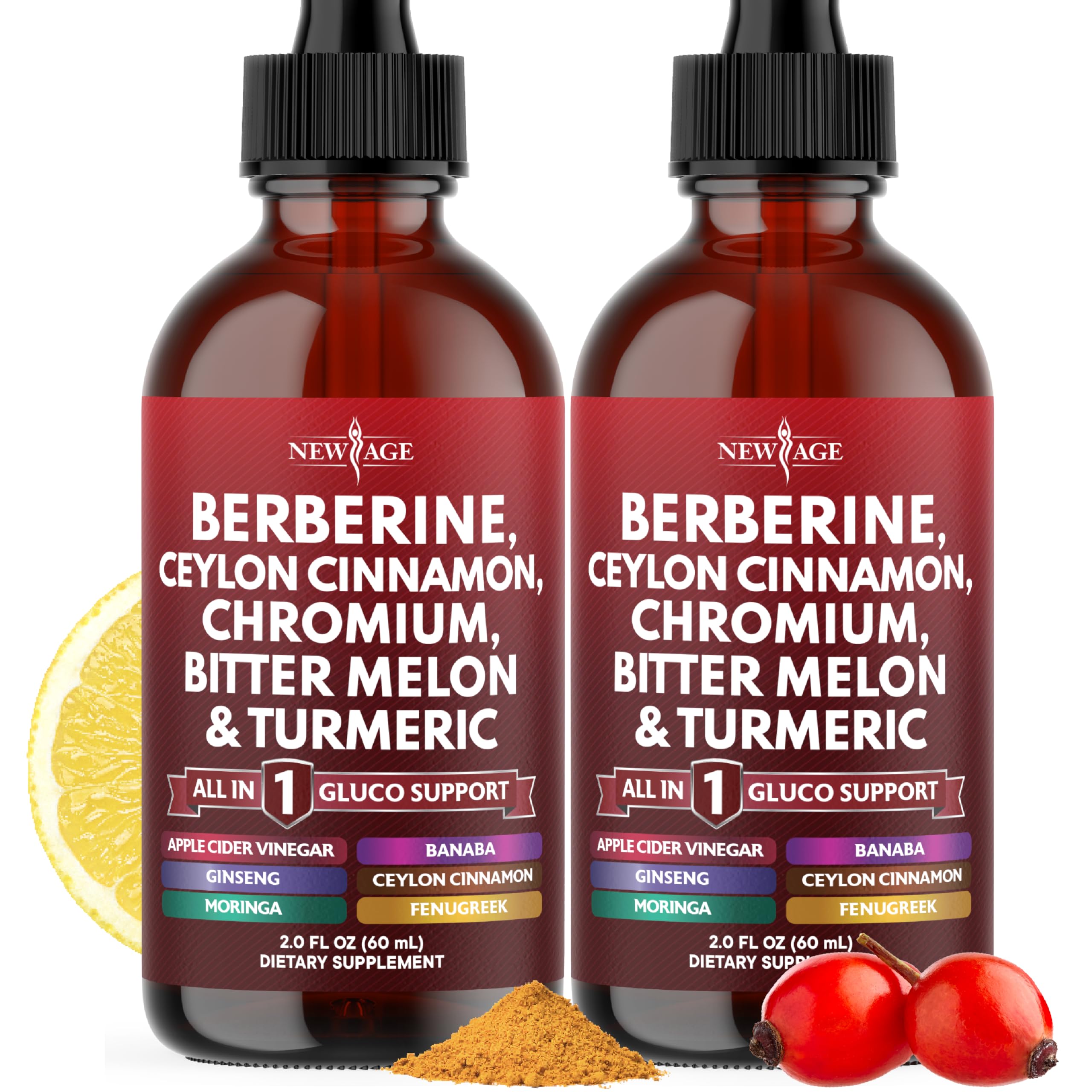 NEW AGE Berberine Cinnamon Drops bottle for daily use with easy integration into drinks
