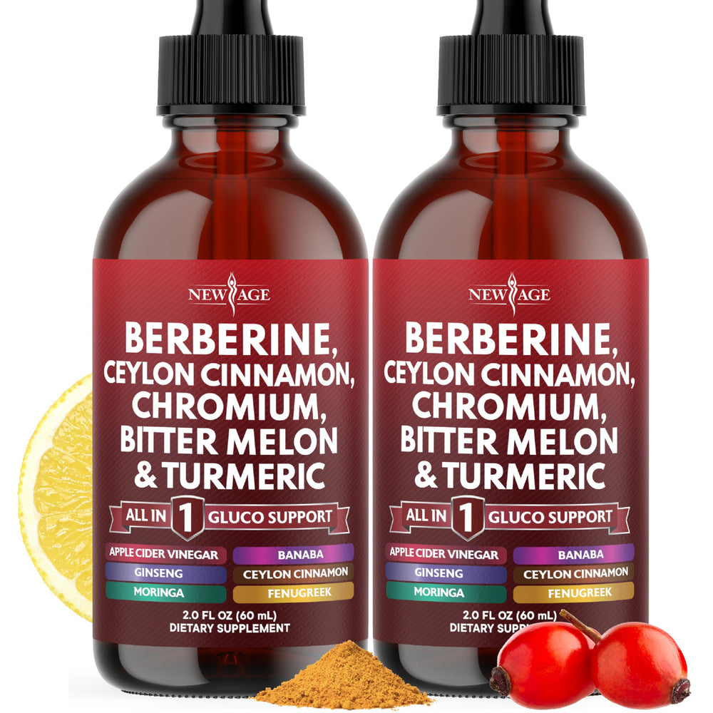 NEW AGE Berberine Cinnamon Drops bottle for daily use with easy integration into drinks