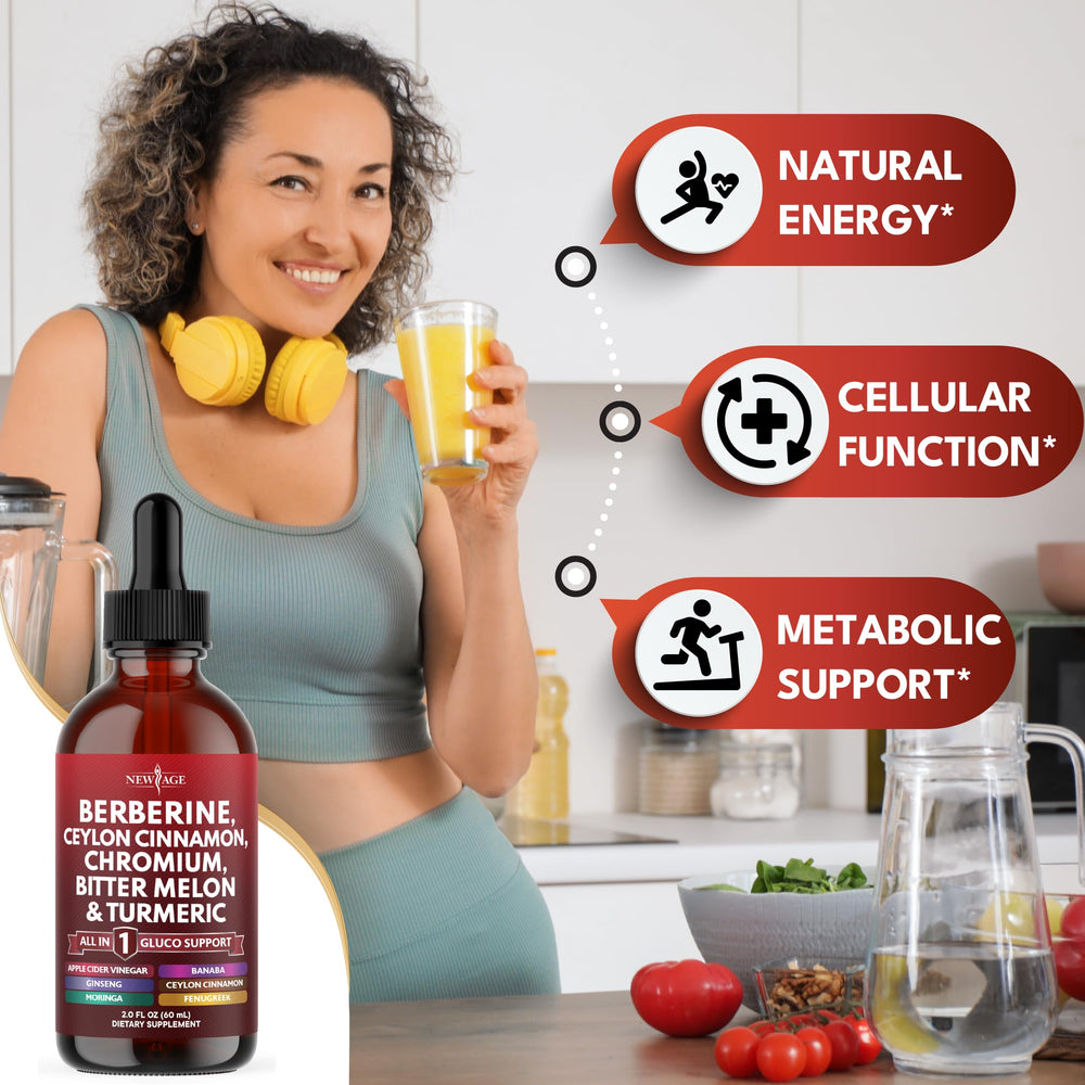 LABEL close-up of NEW AGE Berberine Cinnamon Drops showing ingredients and quality
