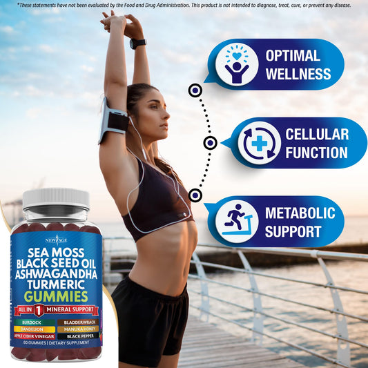 NEW AGE Black Seed Oil Gummies bottle for holistic nourishment and vitality.