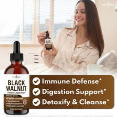 NEW AGE Black Walnut Drops poured into water for easy daily consumption