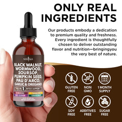 NEW AGE Black Walnut Wormwood Cleanse Drops drops in a glass showing liquid format
