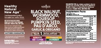 NEW AGE Black Walnut Wormwood Cleanse Drops packaging info highlighting 8oz size