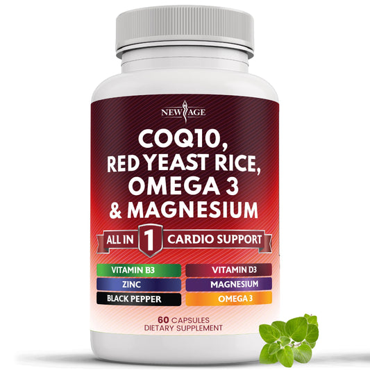 NEW AGE cardio all-in-one bottle for convenient heart health support daily use.