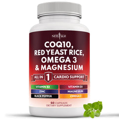 NEW AGE cardio all-in-one bottle for convenient heart health support daily use.