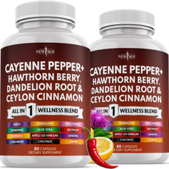 NEW AGE Cayenne Pepper Capsules bottle for daily wellness support.