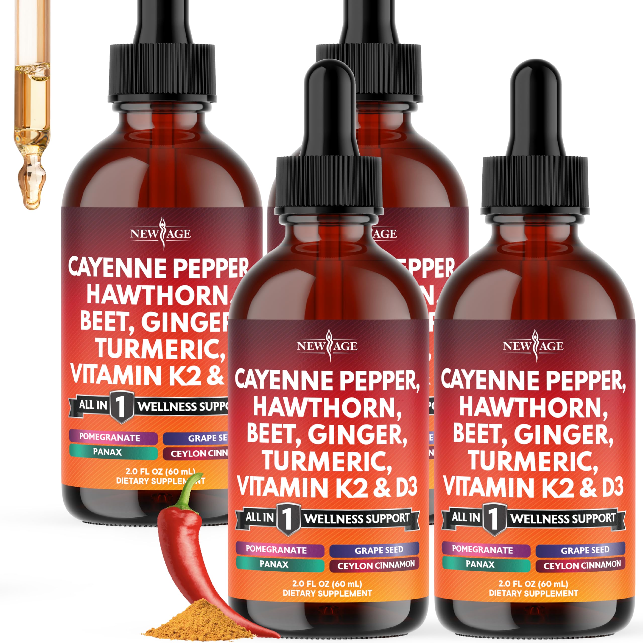 NEW AGE cayenne pepper drops bottle for daily wellness support