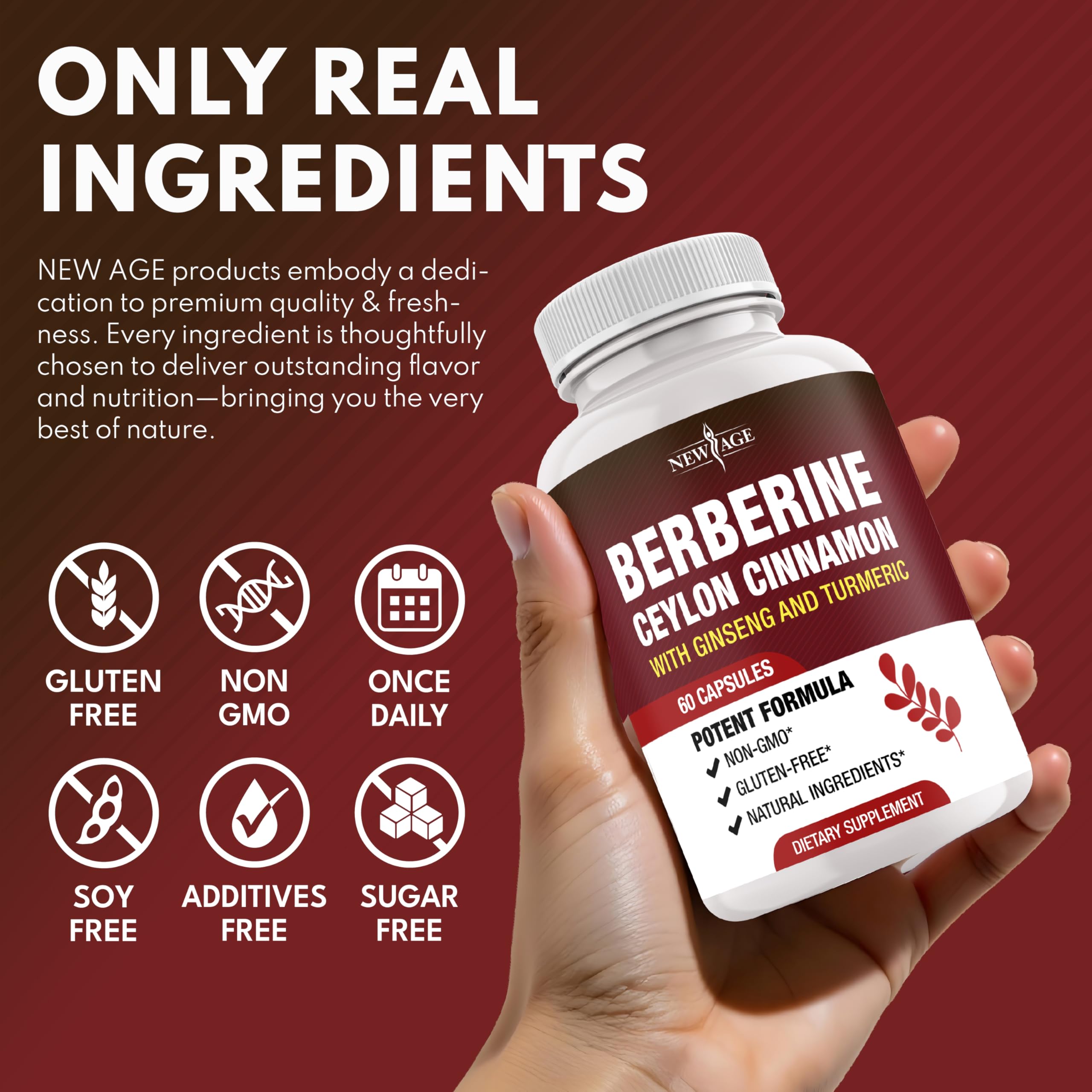 NEW AGE Ceylon cinnamon capsules emphasize true cinnamon flavor and potential use.