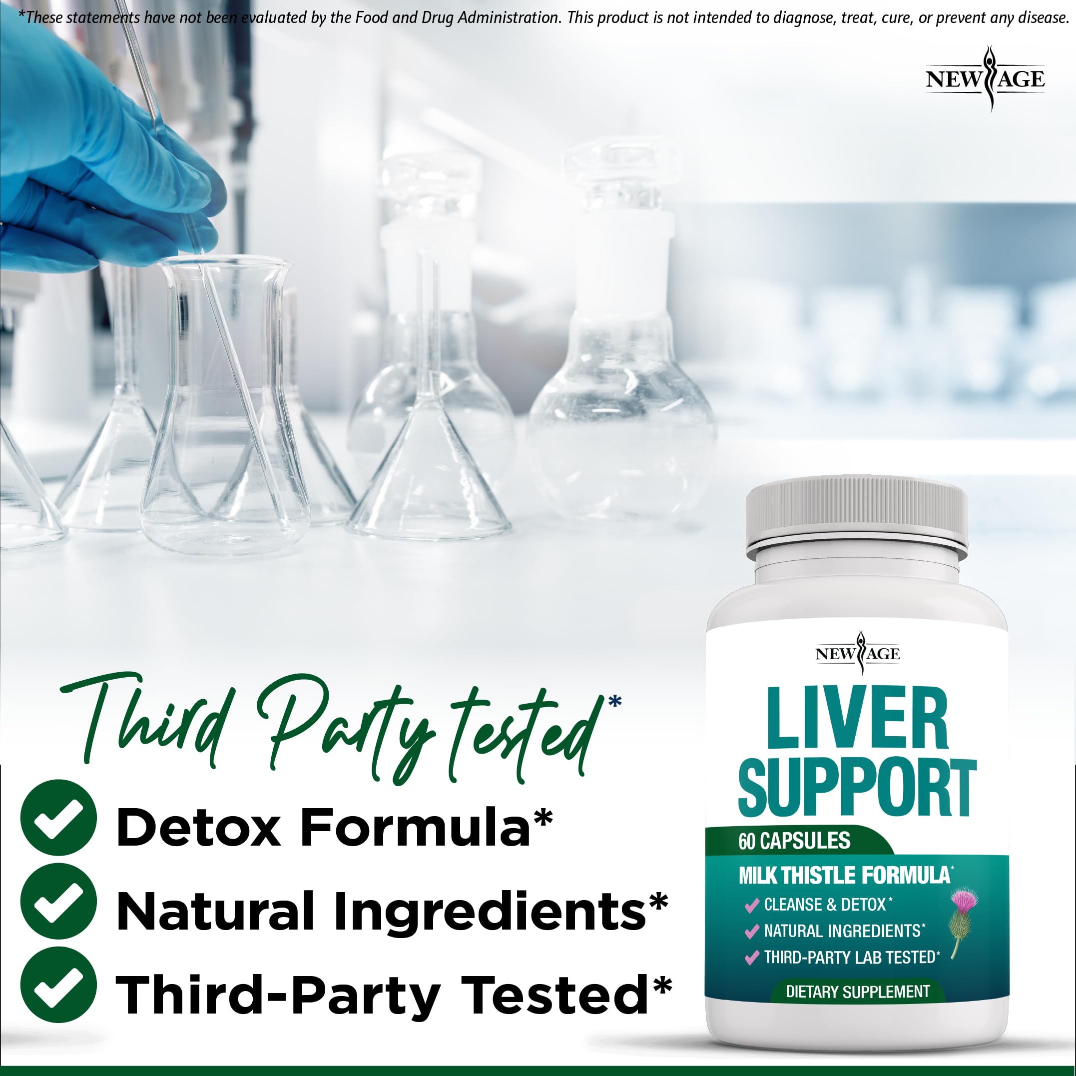 NEW AGE Chanca Piedra extract bottle highlighting plant-based ingredient variety