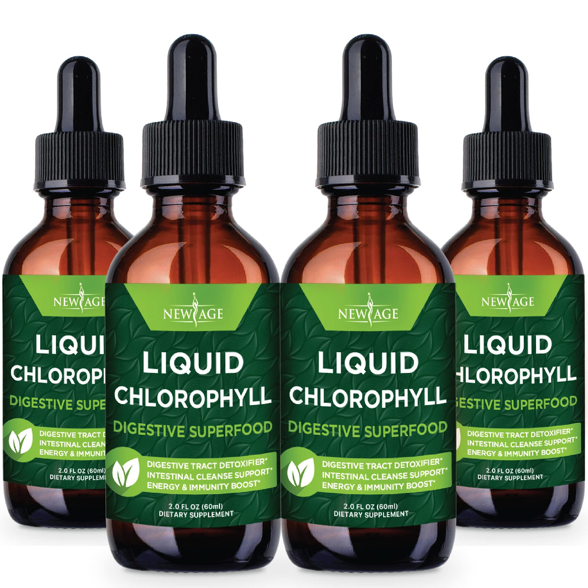 New Age Chlorophyll Drops bottle-front view showing concentrated liquid for daily energy