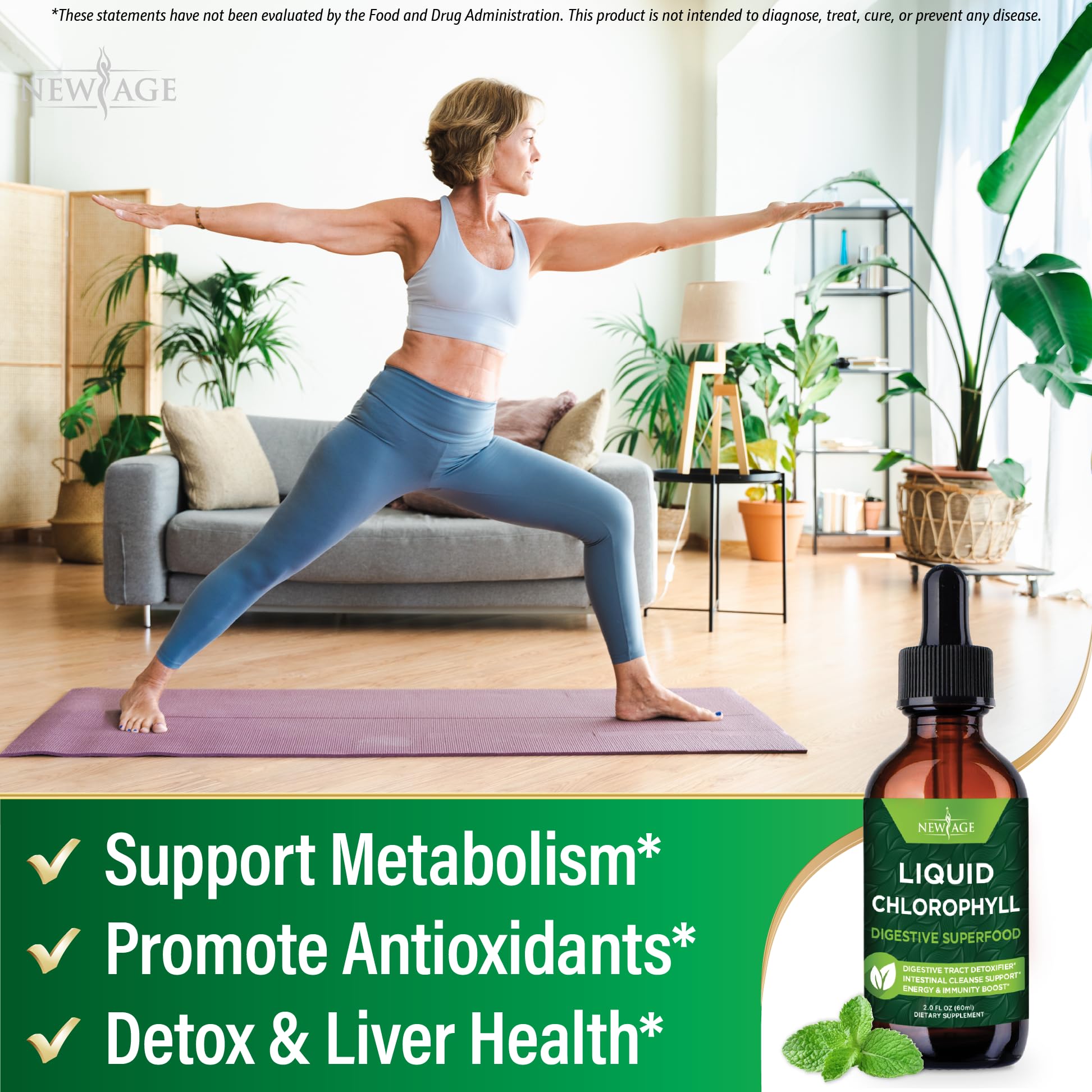 New Age Chlorophyll Drops pour-glass moment as you mix with water