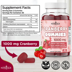 NEW AGE Cranberry Gummies bottle top view for daily bladder wellness