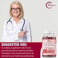 NEW AGE Cranberry Gummies in hand illustrating convenient daily use