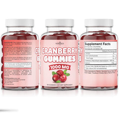 NEW AGE Cranberry Gummies ingredient panel emphasizing all-natural and vegan