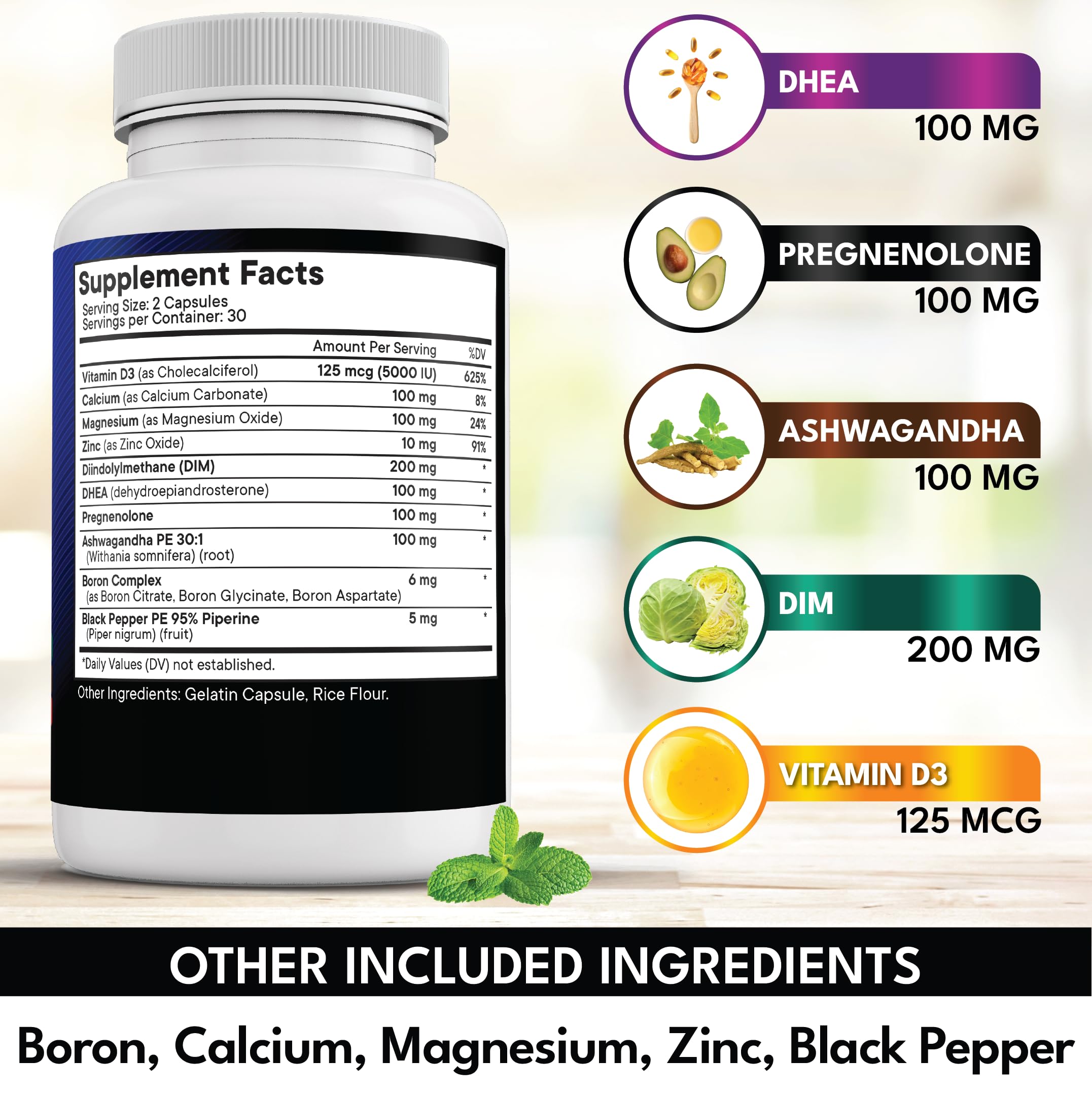 NEW AGE DHEA with DIM and Boron ingredients visible in context.